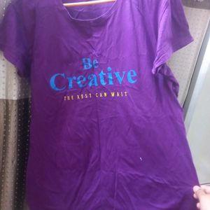 Purple Regular Casual Wear Printed Tshirt