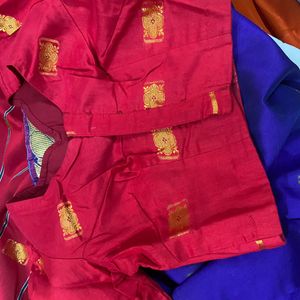 Red Blue Golden Shade Silk Saree