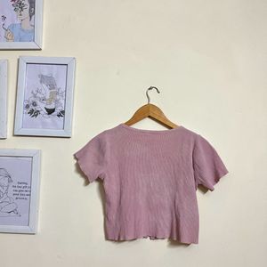 Rose Pink Ribbed Shadded Top