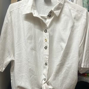 Crop shirt White Cute Buttons