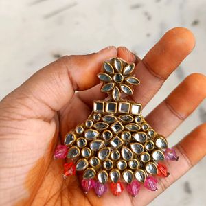 Crystal Bead Kundan Earrings