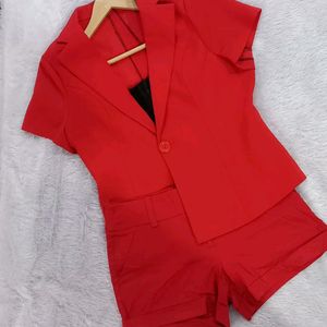 Hot RED blazer Coord Set