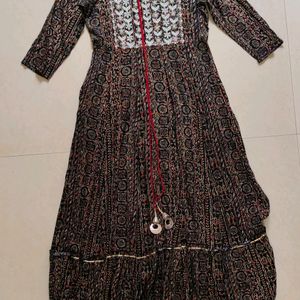 Festive Ethnic Black Red Dress/Gown