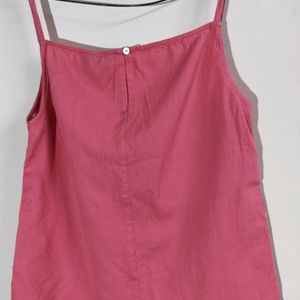 Embroidered Pink Sleeveless Top