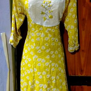 Beautiful Yellow Frock Kurti Paizama Duppta