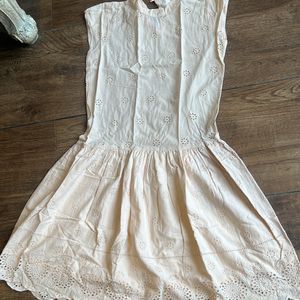 Cotton Shifli Lace Peach Dress - Small Size