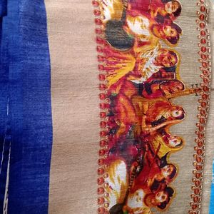 Blue Chunari Sarees With Digital Print