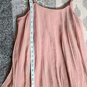 Women Pink Flared Double Layered Sleeveless Top