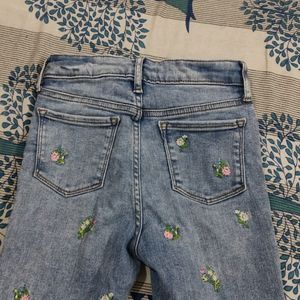 Girls Jeans With Embroidery Design