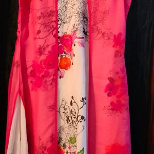 Pink And White Trendy kurti