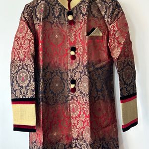 Manyavar Red Golden M Size Jodhpuri