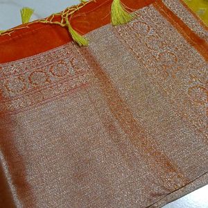 Organza Saree With Zarri Buttis