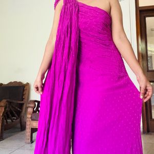 Partywear One Shoulder Draped  Gown