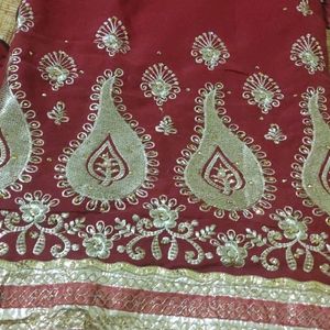 New Wedding Saree With Attached Blouse