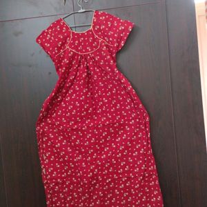 Red Cotton Night Gown