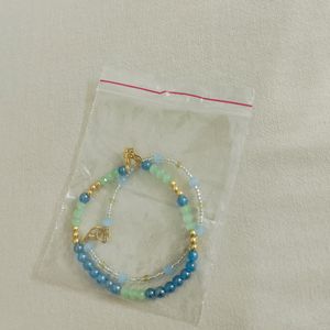 Aesthetic Blue+ Green Beads Combo Bracelet .