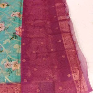 cotton linen digital printed saree