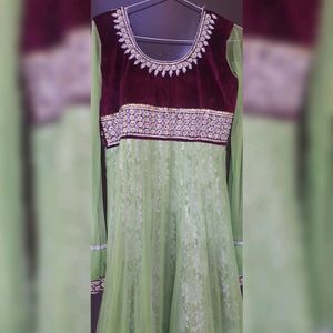 Purple And Green Anarkali Suit