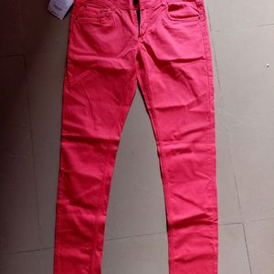 A Pretty Pink Color Brand New Cotton Jeans Pant