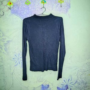 Navy Blue top With Attached Pearl Necklace