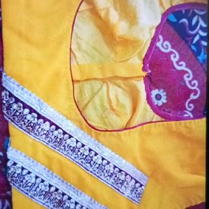 Yellow Saree With Designer Blouse