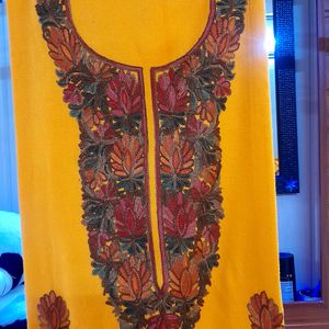 Woollen Heavy Embroidery Dark Yellow Suit