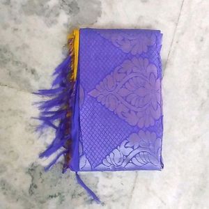 New Unused Silver Zari Silk Saree