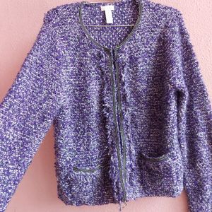 BEAUTIFUL Purple White WOOLEN JACKET 💜