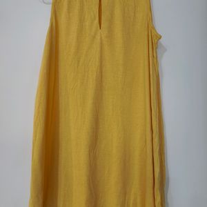 Yellow Long Top With Woven Design At Shoulders