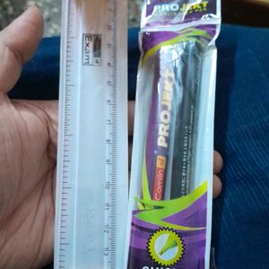 Scale,2 Marker Pens,pencils,erasers