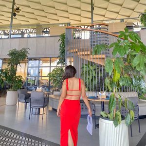 ZARA backless red dress with slit♥️🍒