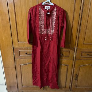 Deep Rust Orange Kurta | Sabhyata | Size S