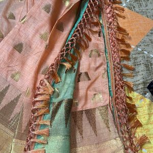 Saree - Peach Green Color