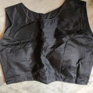 price slash!!! A black raw silk designer blouse for sale.