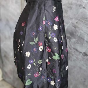 Black Floral Printed Skirt