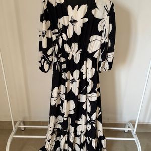 Black Floral Cutout Cotton Maxi Dress