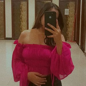 Hot Pink Off Shoulder Top For Women🌷