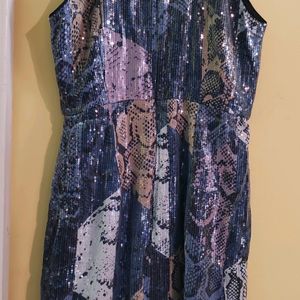 Grey One Piece Sequin Party Dress