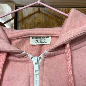 Bonkers Pink Crop Zip Up Hoodie/medium Size.