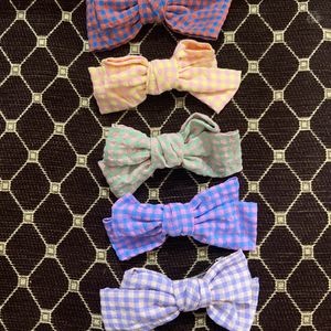 Gingham Medium Size Bow Pack Of 5