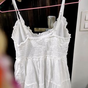 Summer Cotton White Dress. Fits Both S And Xs. Pure Cotton. Brand New. Last 2 Pictures For Reference