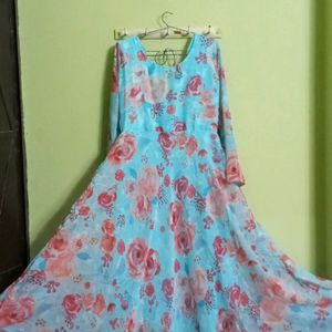 New/Unused Blue Georgette Gown With Dupatta