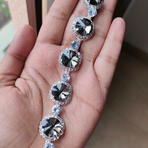 AD Crystal Black Necklace Earring