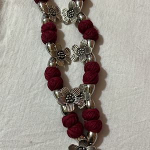 Homemade Necklace With Rose Theme Earrings