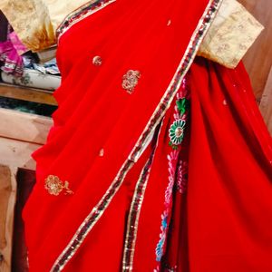 Red Saree With Blouse ❤️