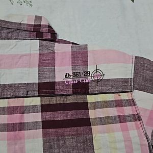 Mauve Pink And Brown Checked Shirt