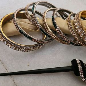 Combo Of Bangle Set And Juda Stick ♡