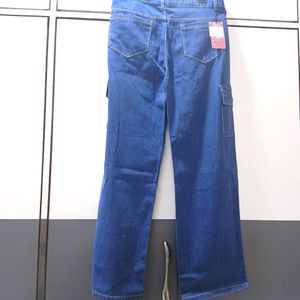 6 Pocket Blue Straight Fit Cargo