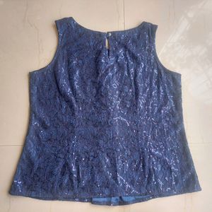 Blue Sequin Top (L)