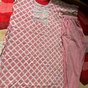 BABY PINK KURTA pAINT DUPATTA SET SUIT